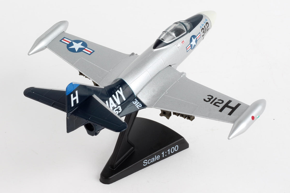 POSTAGE STAMP F9F PANTHER 1/100 SILVER/BLACK (**) The Airplane Shop.