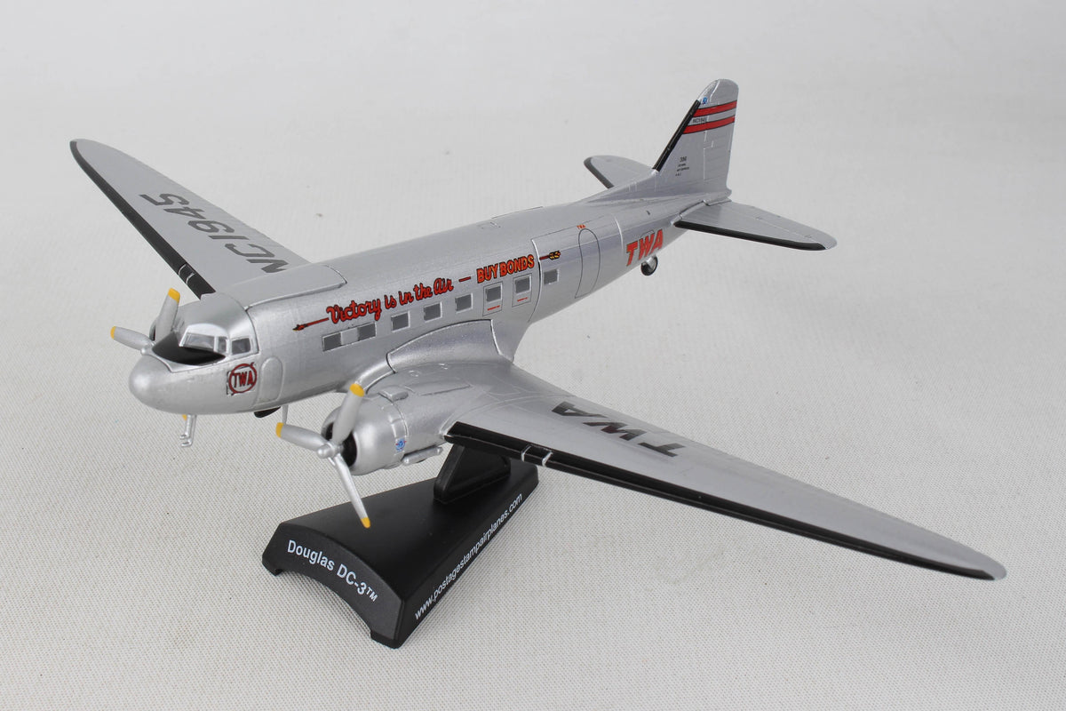 POSTAGE STAMP TWA DC-3 1/144 The Airplane Shop.