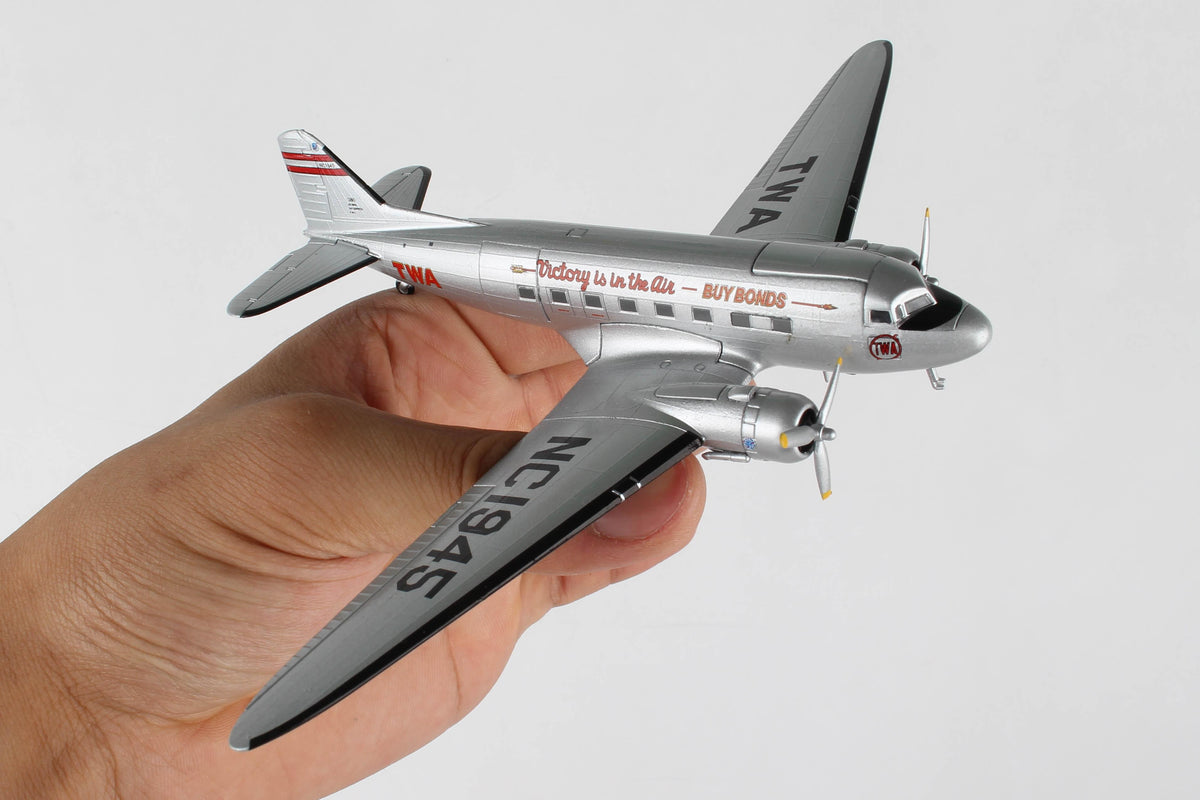 POSTAGE STAMP TWA DC-3 1/144 The Airplane Shop.