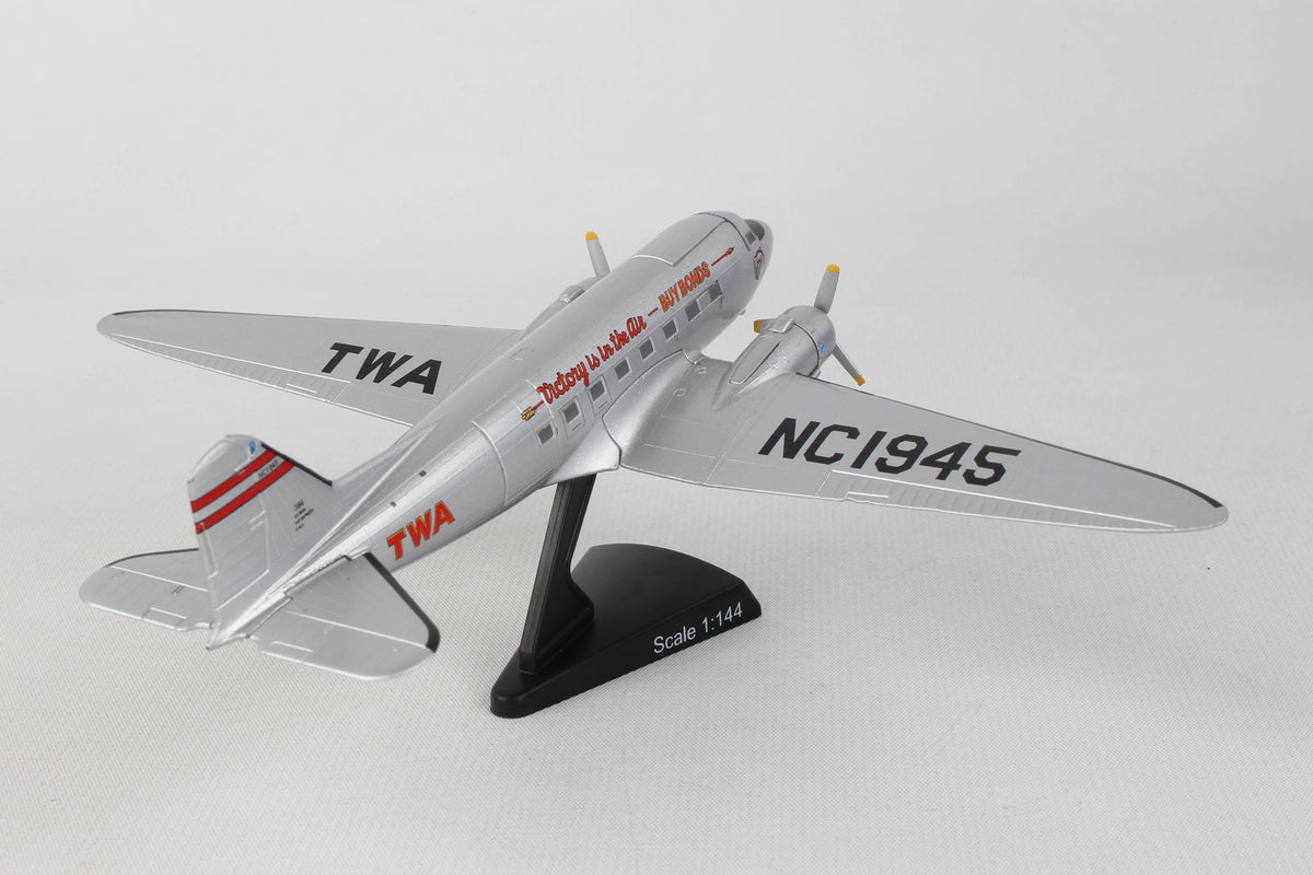 POSTAGE STAMP TWA DC-3 1/144 The Airplane Shop.