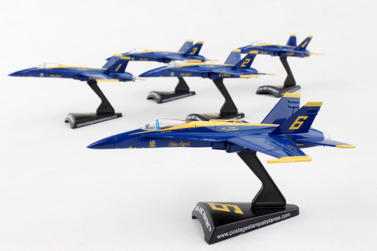 POSTAGE STAMP F/A-18C BLUE ANGEL 6 PC GIFT SET 1/150 The Airplane Shop.