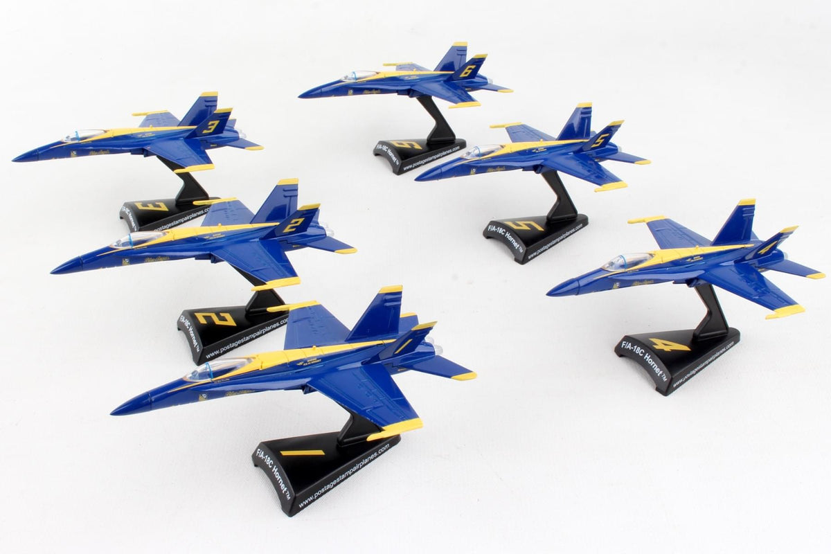 POSTAGE STAMP F/A-18C BLUE ANGEL 6 PC GIFT SET 1/150 The Airplane Shop.
