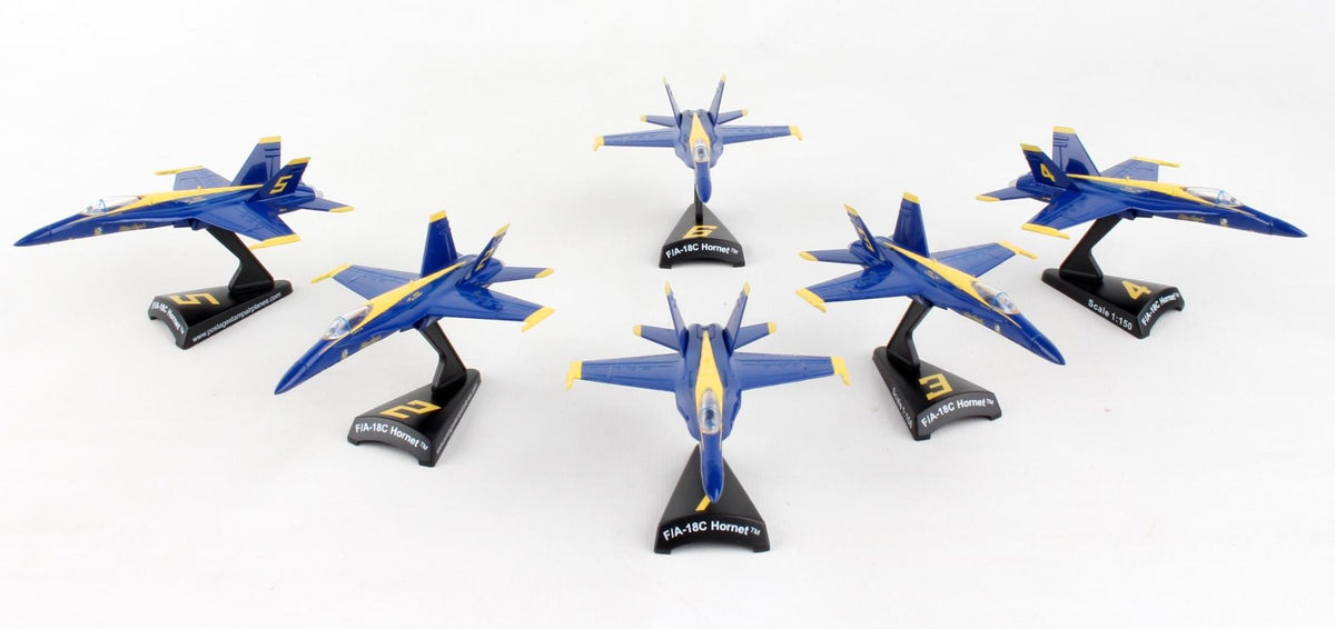 POSTAGE STAMP F/A-18C BLUE ANGEL 6 PC GIFT SET 1/150 The Airplane Shop.