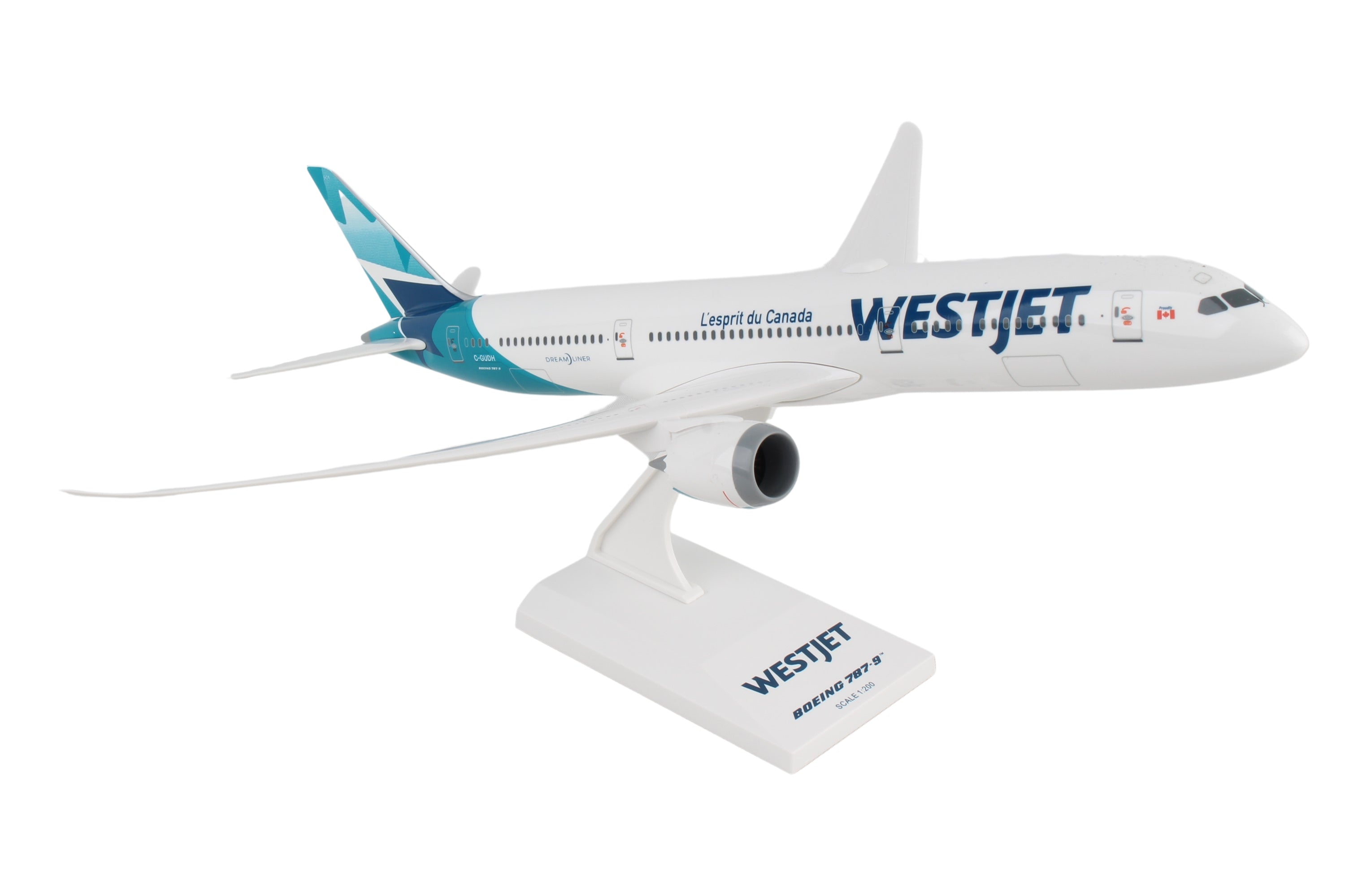 Ｍ08/02a0712☆ミニカー　ボーイング　787-9 ウェストジェット航空 SKYMARKS WESTJET 787-9 1/200