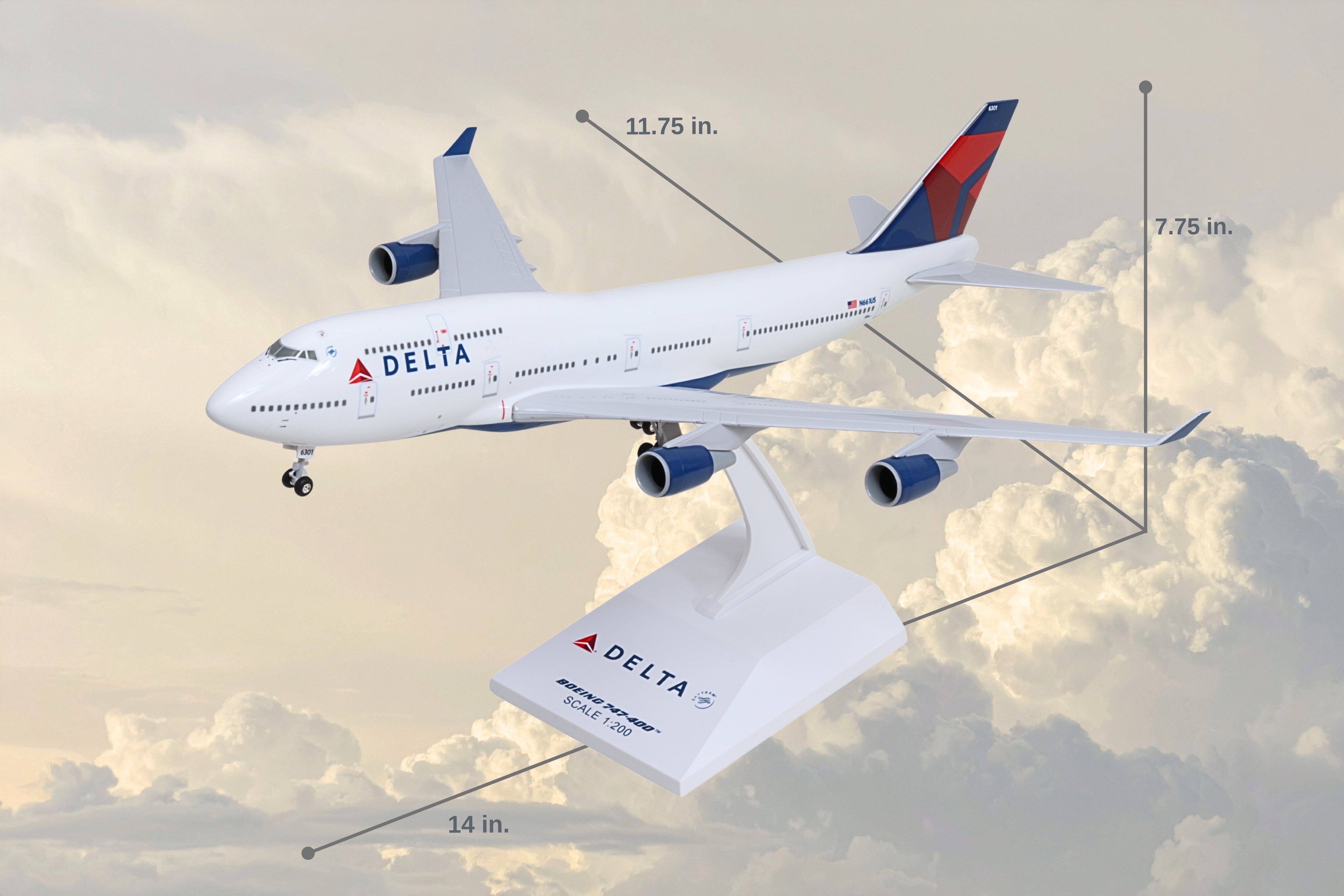 SKYMARKS DELTA 747-400 1/200 W/GEAR REG#N661US