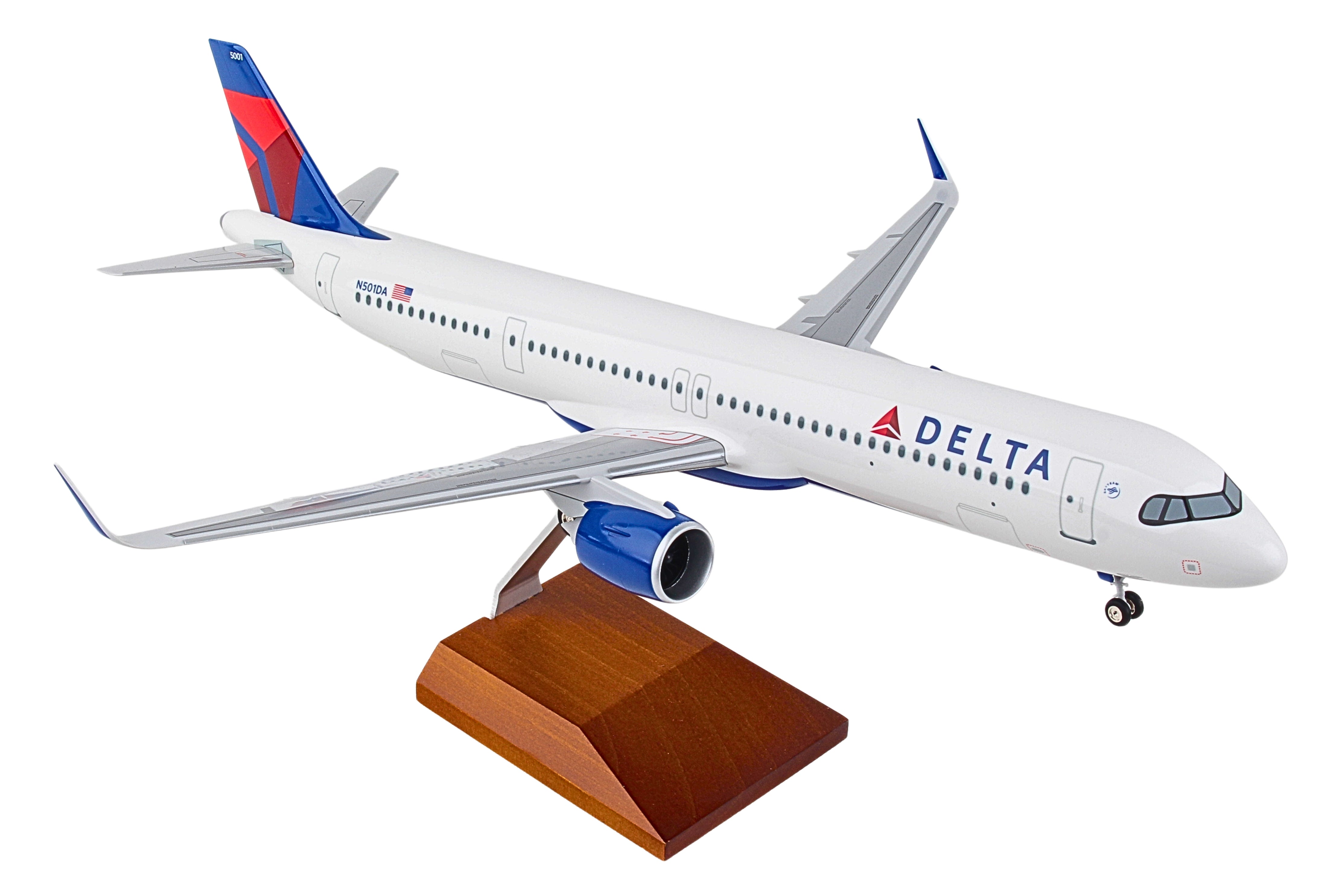 SKYMARKS DELTA A321NEO 1/100 W/WOOD STAND & GEAR