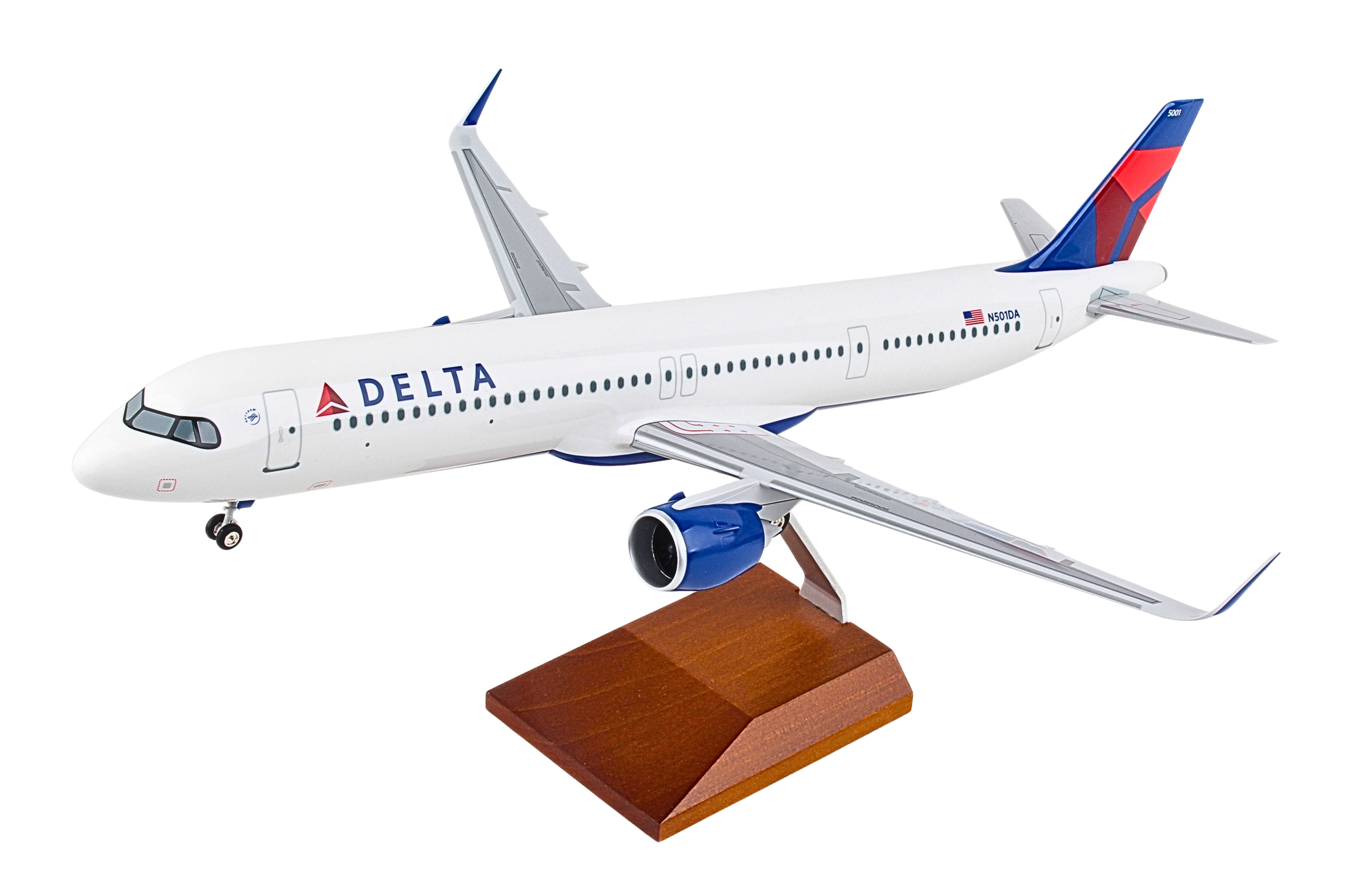 SKYMARKS DELTA A321NEO 1/100 W/WOOD STAND & GEAR