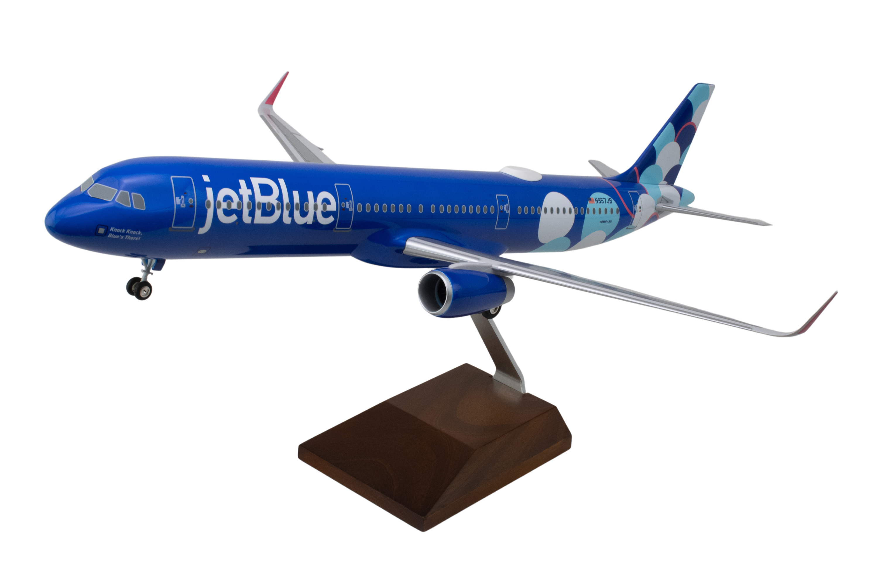 SKYMARKS JETBLUE A321 1/100 BALLOONS W/WOOD STAND & GEAR