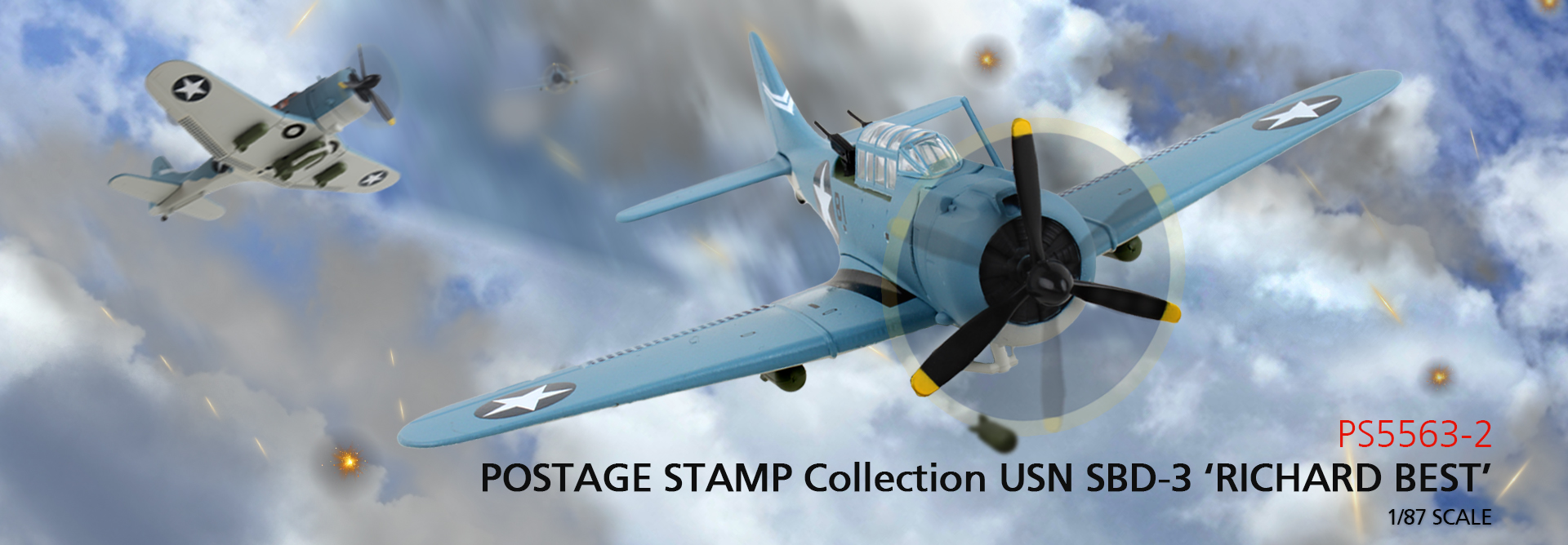 PS5563-2 POSTAGE STAMP Collection USN SBD-3 ‘RICHARD BEST’ 1/87 SCALE