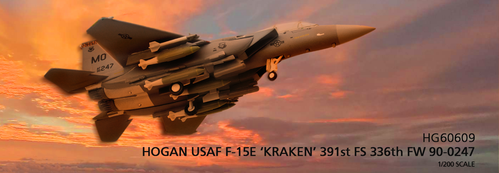 HG60609 USAF F-15E ‘KRAKEN’ 391st FS 336th FW 90-0247 1/200 SCALE
